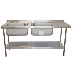 Midi 2 Bowl Stainless Steel Catering Sink  1800mm x 650mm