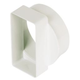 Manrose Round Pipe to Flat Channel Central Adaptor White 100mm