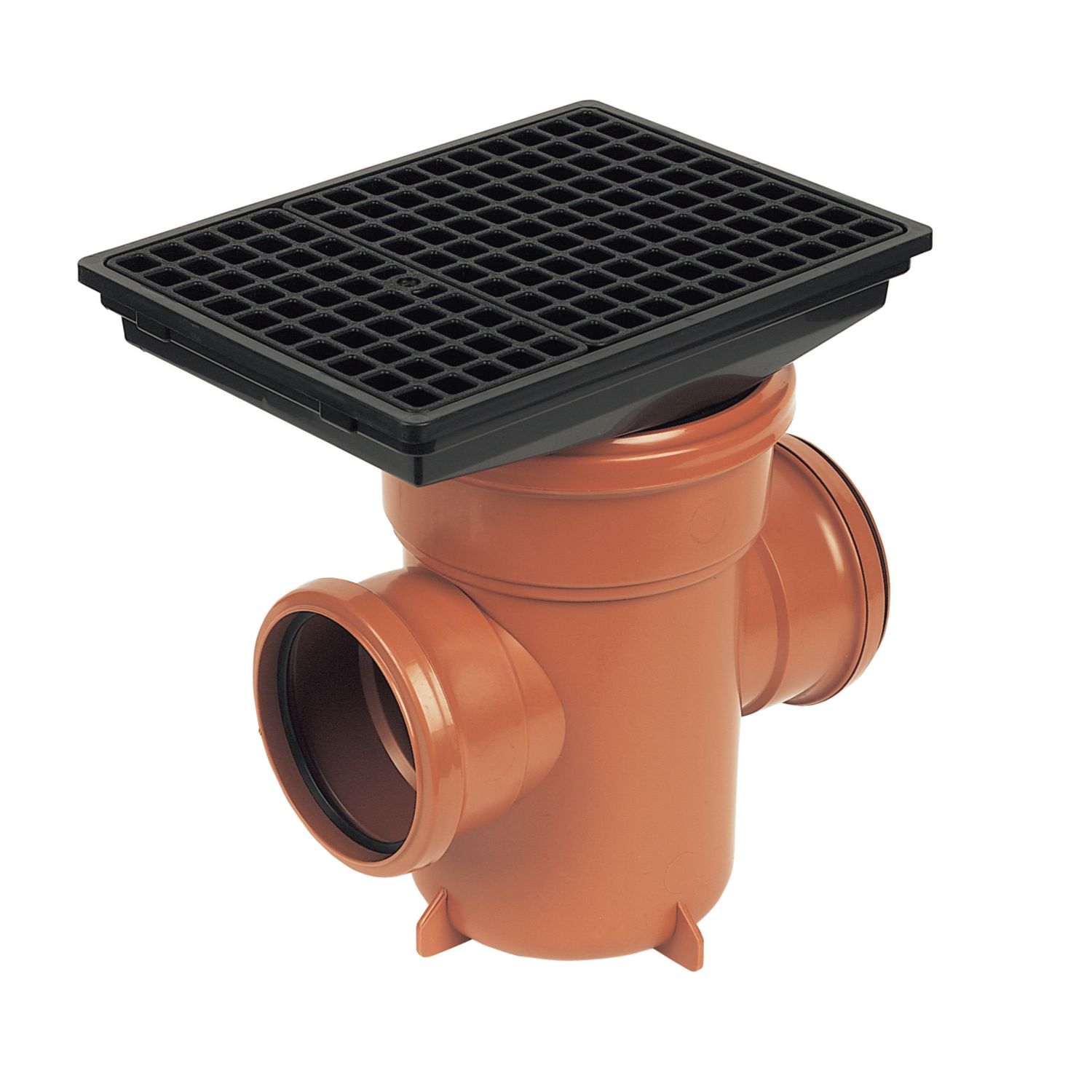 FloPlast Push-Fit Double Socket Rectangular Grid Back-Inlet Bottle Gully 110mm (12051)