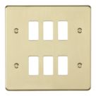Knightsbridge  6-Module Grid Faceplate Brushed Brass