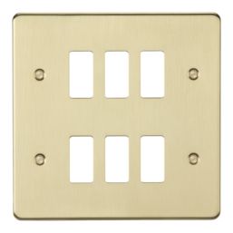 Knightsbridge  6-Module Grid Faceplate Brushed Brass