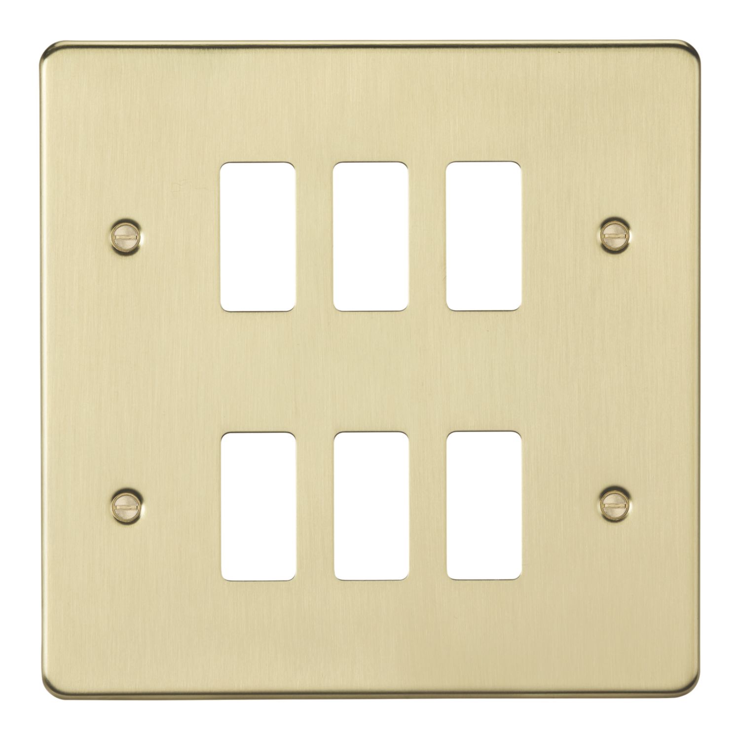 Knightsbridge 6-Module Grid Faceplate Brushed Brass (120CR)