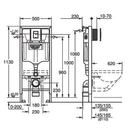Grohe Solido 3-in-1 Support Frame for Wall-Hung Toilet 1130mm