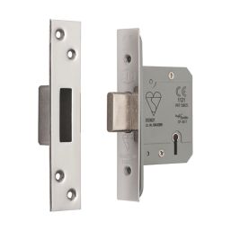 Smith & Locke Fire Rated  Chrome BS 5-Lever Deadlock 65mm Case - 44mm Backset