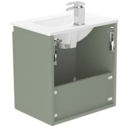 Newland  Double Door Wall-Mounted Vanity Unit with Basin Matt Sage Green 500mm x 370mm x 540mm