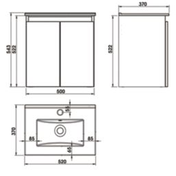 Newland  Double Door Wall-Mounted Vanity Unit with Basin Matt Sage Green 500mm x 370mm x 540mm