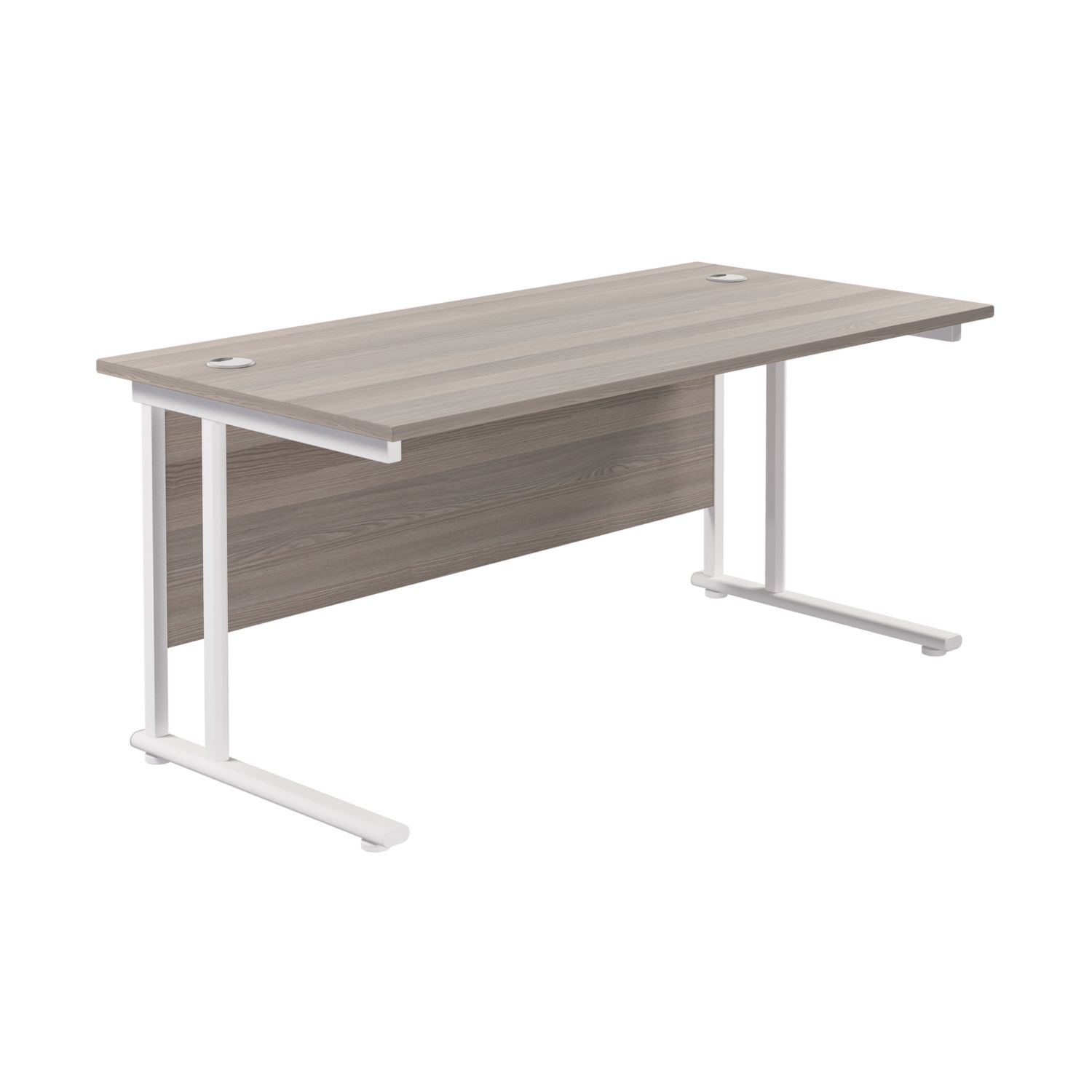 TC Group Aztec Twin Upright Rectangular Office Desk Grey Oak/White 1800mm x 800mm (120TT)