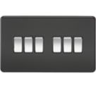 Knightsbridge  10AX 6-Gang 2-Way Light Switch with Chrome Switches  Matt Black