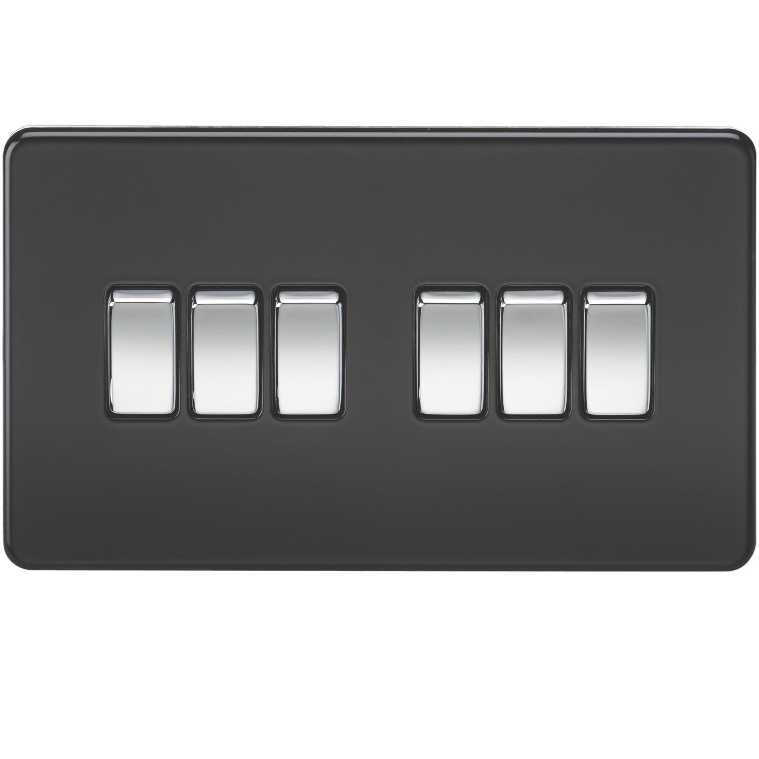 Knightsbridge 10AX 6-Gang 2-Way Light Switch with Chrome Switches Matt Black (120VF)