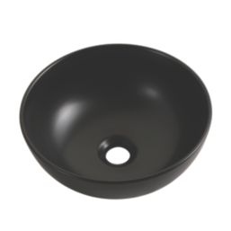Swirl Chagan Matt Black Basin No Tap Holes 328mm