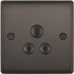 British General Nexus Metal 5A 1-Gang Unswitched Round Pin Socket Black Nickel with Black Inserts