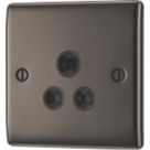 British General Nexus Metal 5A 1-Gang Unswitched Round Pin Socket Black Nickel with Black Inserts
