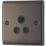 British General Nexus Metal 5A 1-Gang Unswitched Round Pin Socket Black Nickel with Black Inserts