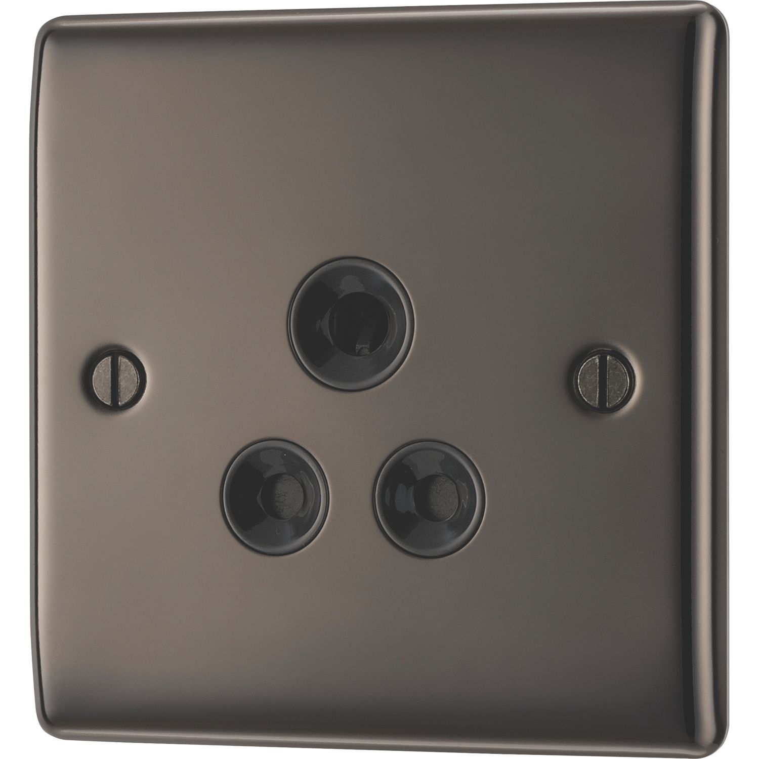British General Nexus Metal 5A 1-Gang Unswitched Round Pin Socket Black Nickel with Black Inserts (120XF)