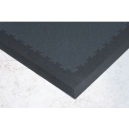 Garage Floor Tile Company Recycled X-Joint 7mm Interlocking Floor Tile Edge Ramps Black 495mm x 90mm 2 Pack