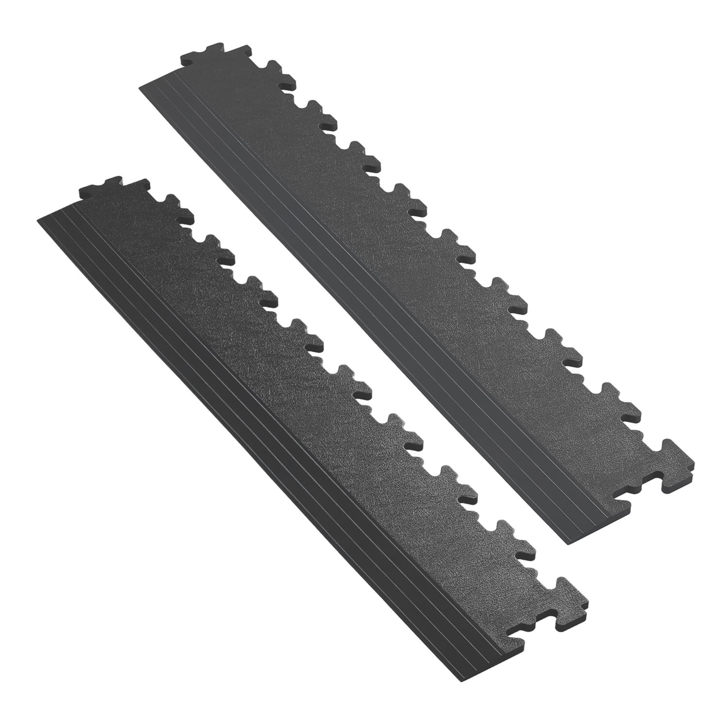 Garage Floor Tile Company Recycled X-Joint 7mm Interlocking Floor Tile Edge Ramps Black 495mm x 90mm 2 Pack (120YU)