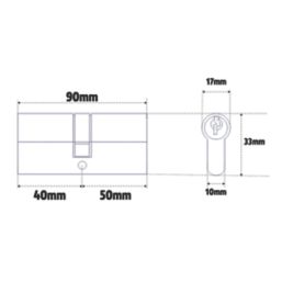 Yale Fire Rated 3 Star Double Platinum Euro Profile Cylinder 40-50 (90mm) Brass