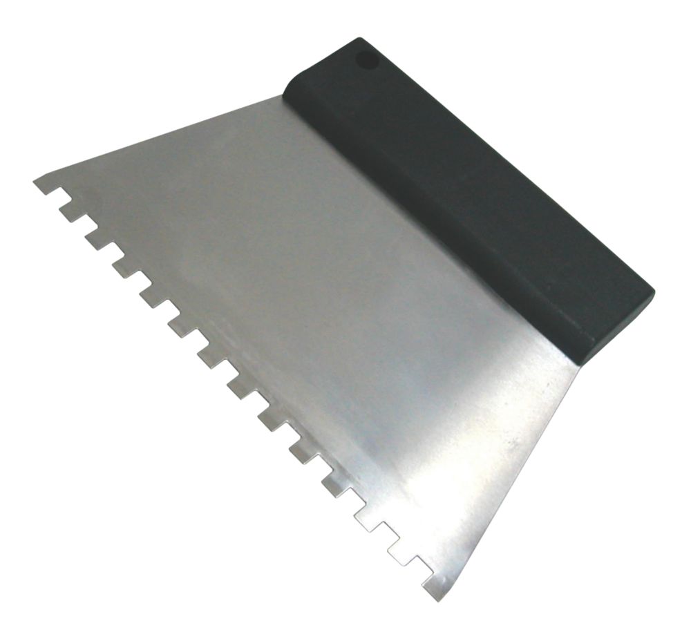 Notched tile store adhesive comb