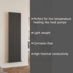 Azur Horizon 1800mm x 470mm 3511BTU Black Vertical Aluminium Radiator