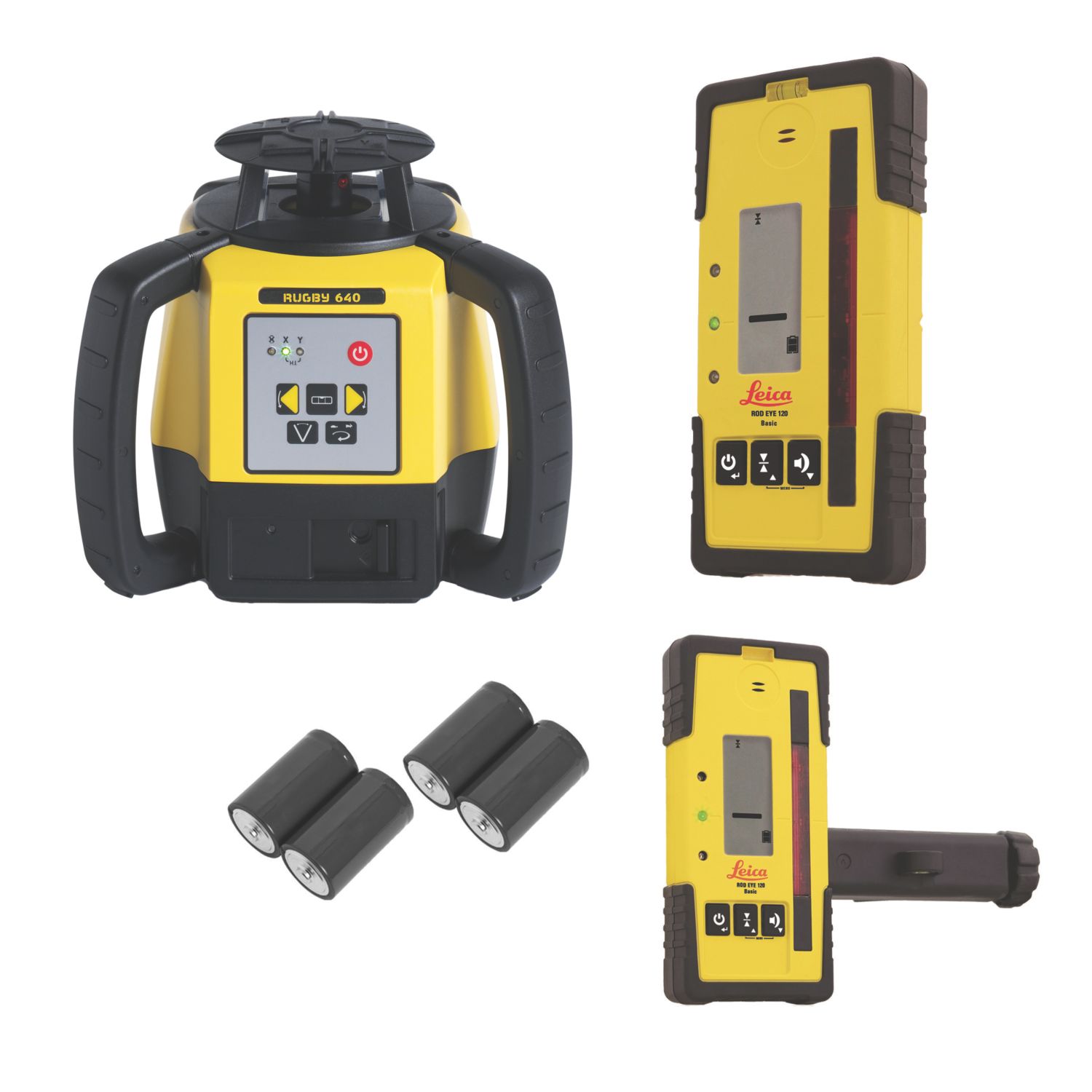 Leica Rugby 640 Red Self-Levelling Rotary Laser With Receiver (121CR)