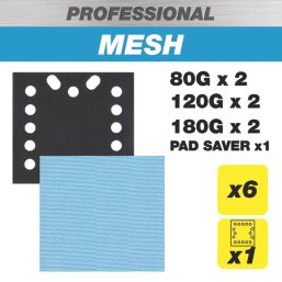 Trend Pro Mesh AB/QTR/M7/P 80, 120 & 180 Grit Mesh Multi-Material Quarter Sheet Sanding Pads with Pad Saver  x  7 Pack