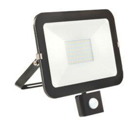 Brackenheath iSpot Outdoor LED Slim Floodlight With PIR Sensor Black 50W 4500lm