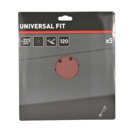 Essentials   120 Grit 18-Hole Punched Wood Sanding Discs 225mm 5 Pack