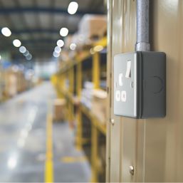 British General   13A 1-Gang DP Switched Metal Clad Power Socket  with White Inserts