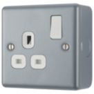 British General   13A 1-Gang DP Switched Metal Clad Power Socket  with White Inserts