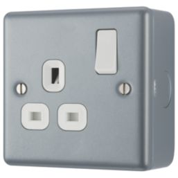 British General   13A 1-Gang DP Switched Metal Clad Power Socket  with White Inserts