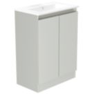 Newland  Double Door Floor Standing Vanity Unit with Basin Matt Pearl Grey 600mm x 370mm x 840mm
