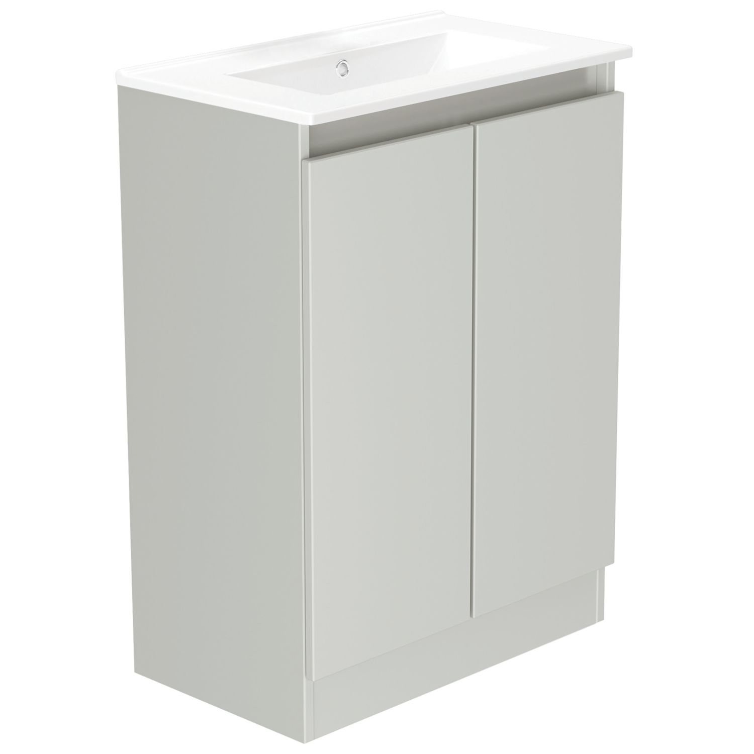 Newland Double Door Floor Standing Vanity Unit with Basin Matt Pearl Grey 600mm x 370mm x 840mm (121RN)