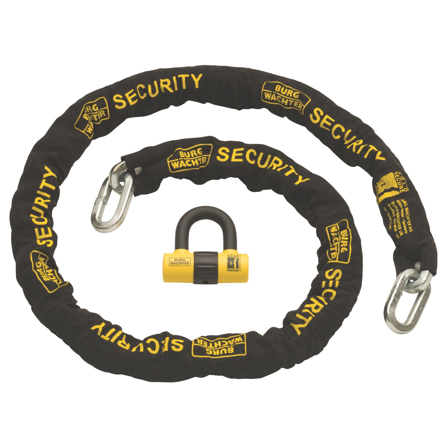 Burg-Wachter Hardened Steel Motorbike Chain & Lock 2m x 12mm (121YY)