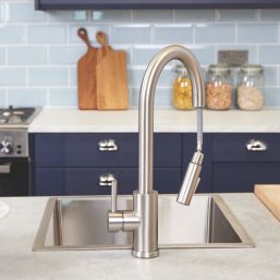 ETAL Cato  Pull-Out Style Kitchen Mixer Tap Brushed Steel Finish