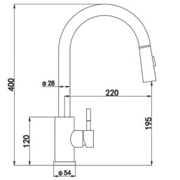 ETAL Cato  Pull-Out Style Kitchen Mixer Tap Brushed Steel Finish