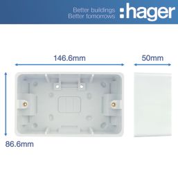 Hager Sollysta WMPB2/46 2-Gang Surface Pattress  Back Box 46mm