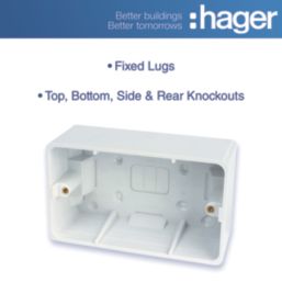 Hager Sollysta WMPB2/46 2-Gang Surface Pattress  Back Box 46mm