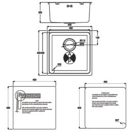 Abode Matrix R25 1 Bowl  Brushed Stainless Steel Sink 440mm x 440mm