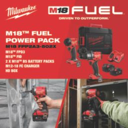 Milwaukee M18 FPP2A3-502X FUEL Gen 4 18V 2 x 5.0Ah Li-Ion RedLithium Brushless Cordless Twin Pack