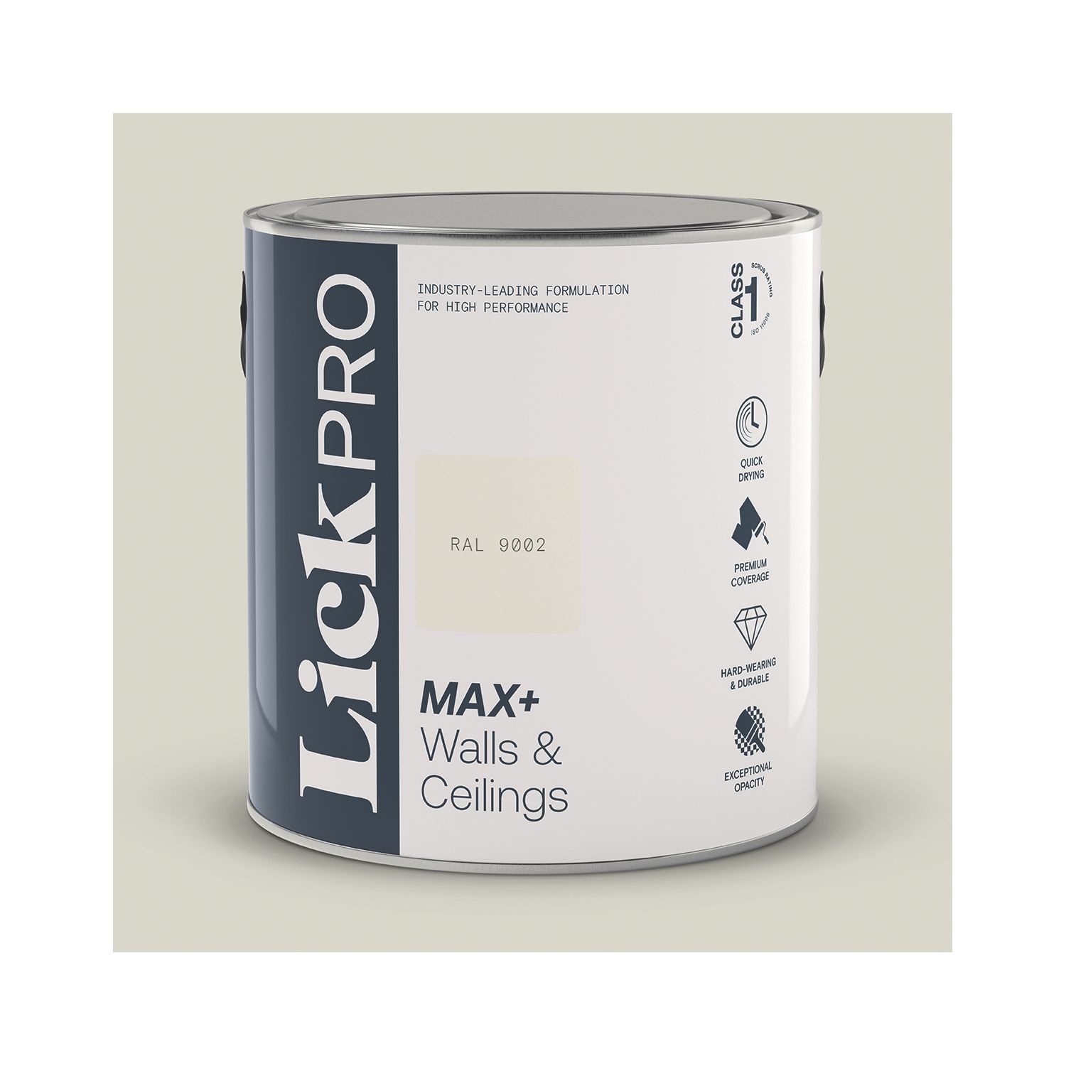 LickPro Max+ 2.5Ltr Grey RAL 9002 Matt Emulsion Paint (122JX)