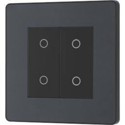 British General Evolve 2-Gang 2-Way LED Double Master Touch Trailing Edge Dimmer Switch  Grey with Black Inserts