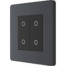 British General Evolve 2-Gang 2-Way LED Double Master Touch Trailing Edge Dimmer Switch  Grey with Black Inserts