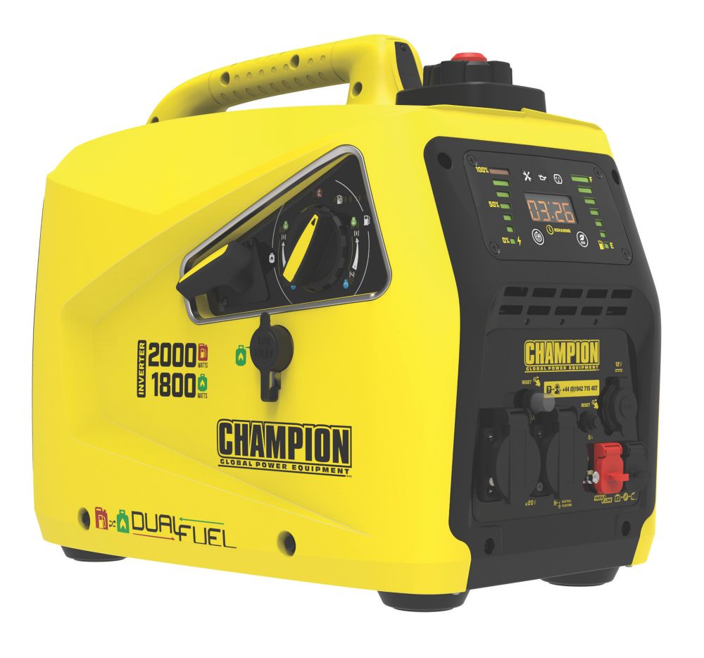 Champion 82001I-E-DF 2000W Dual-Fuel Inverter Generator 240V - Screwfix