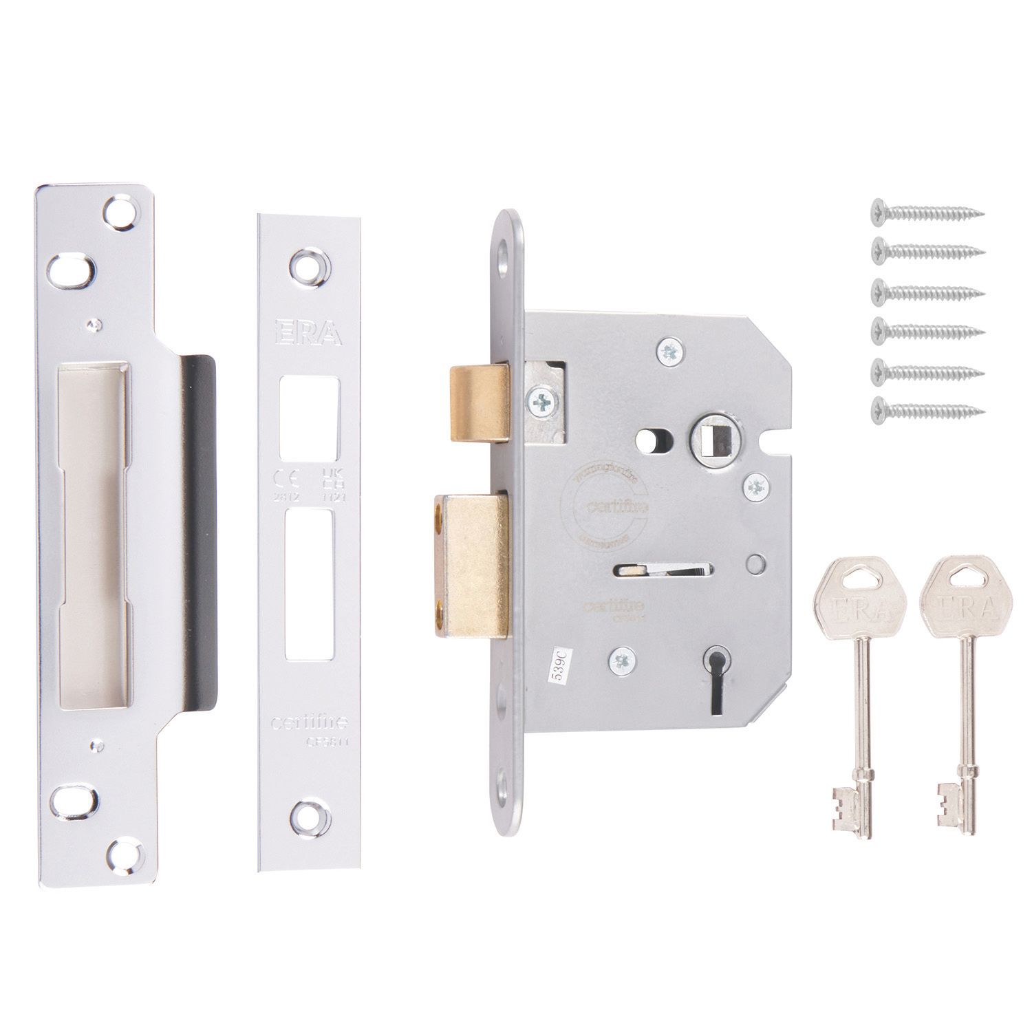 ERA 5 Lever Chrome Mortice Sashlock 76mm Case - 56mm Backset (1236V)