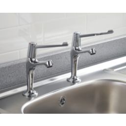 Bristan Value High Neck Pillar Single Lever Kitchen Taps Chrome-Plated 1 Pair
