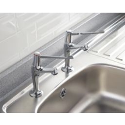 Bristan Value High Neck Pillar Single Lever Kitchen Taps Chrome-Plated 1 Pair