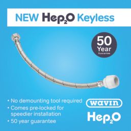 Hep2O Push-Fit Keyless Flexi Tap Connector 22mm x 3/4" x 500mm 2 Pack