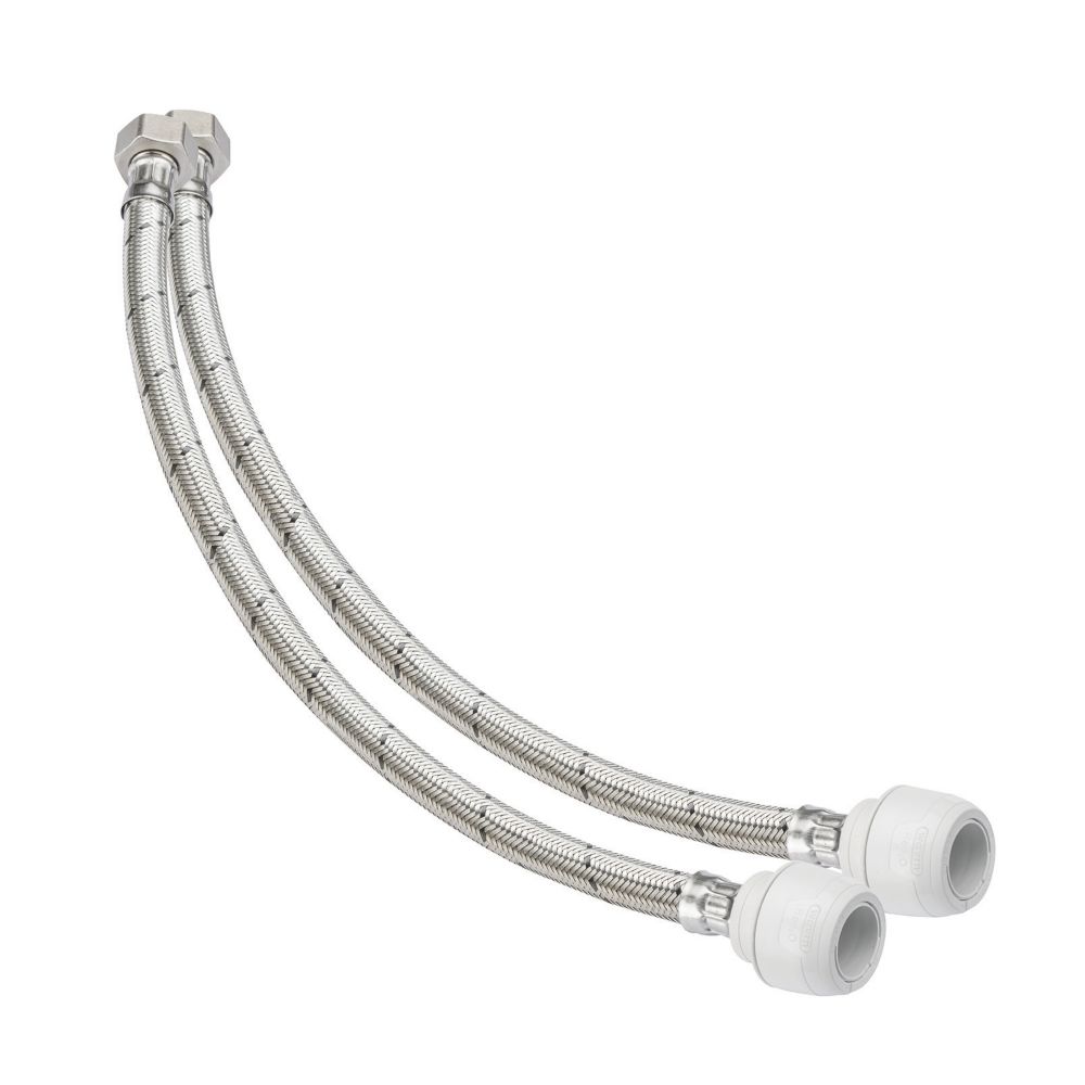 Hep2O PushFit Keyless Flexi Tap Connector 22mm x 3/4" x 500mm 2 Pack Screwfix
