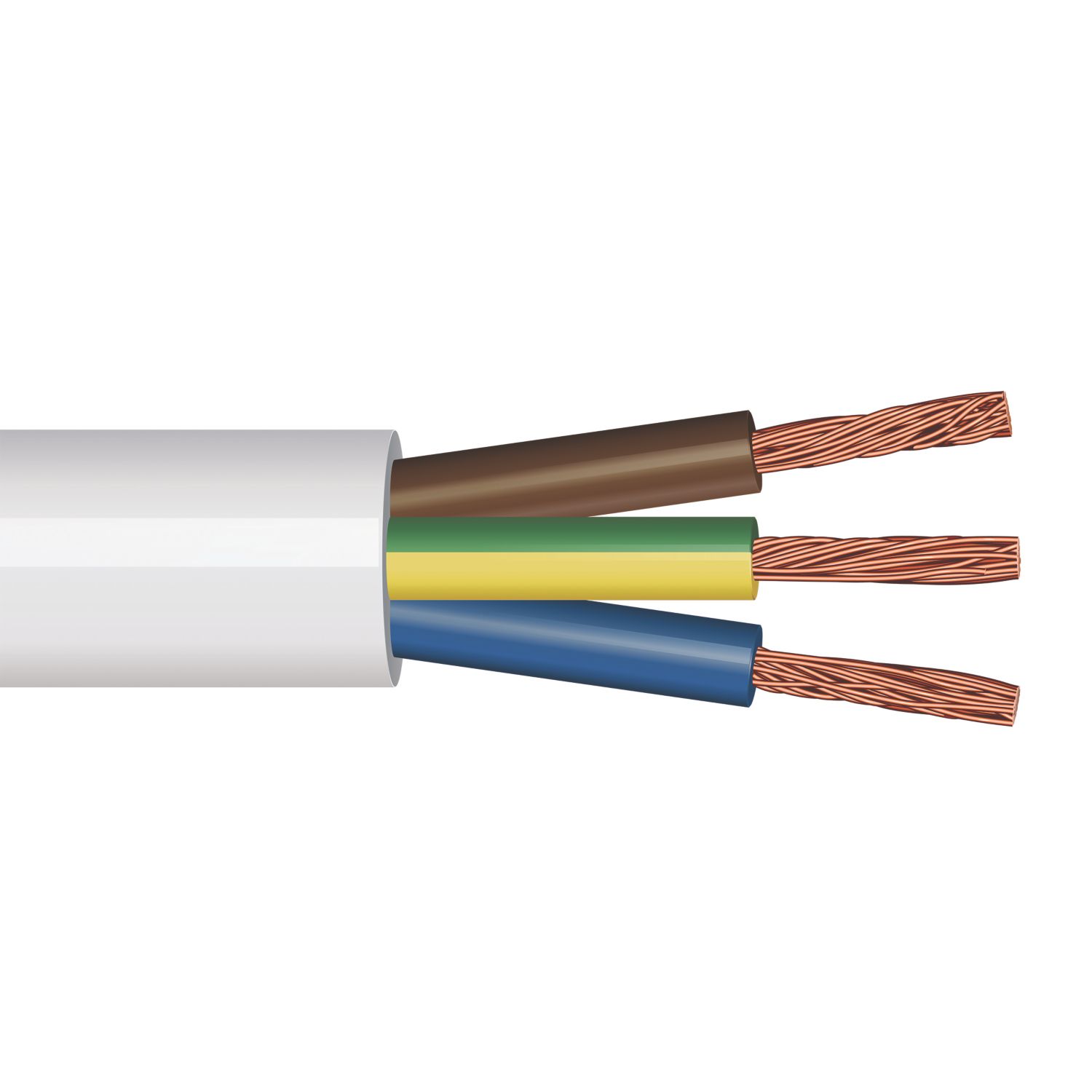 Time 2183Y White 3-Core 0.5mm² Flexible Cable 10m Coil (123RF)
