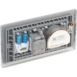 British General Nexus Metal 2-Gang Triplex TV Socket Brushed Steel